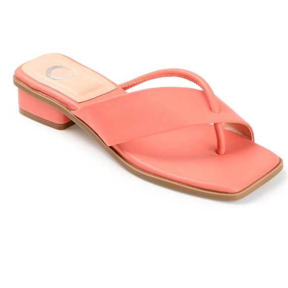 Journee Collection Mina Coral Sandals with Modern Square Toe- 8.5M - Picture 1 of 11